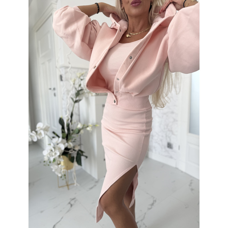 Komplet šaty a mikina Baby pink