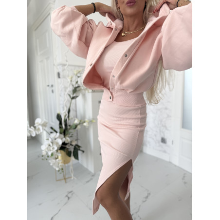 Komplet šaty a mikina Baby pink