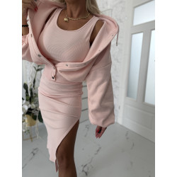 Komplet šaty a mikina Baby pink