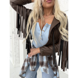 Hnědá bundička s třásněmi