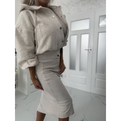 Béžový komplet šaty a mikina