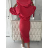 Červený komplet šaty a mikina